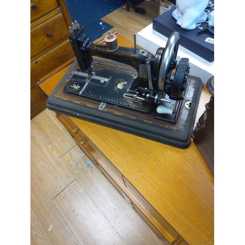 443 - Oak Cased Sewing Machine