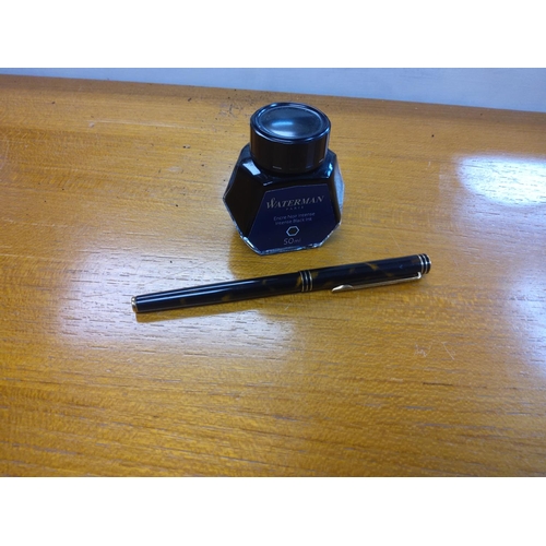 72 - Waterman Fountain Pen with 18K Gold Nib and a Bottle of Black Waterman Ink