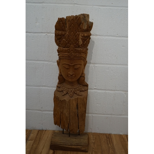 110b - Large Teak Driftwood Carving of the God Khmer 110cm Tall