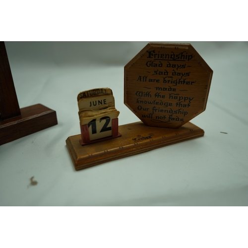 127 - Old Wooden Photo Frame and a Desk Calendar