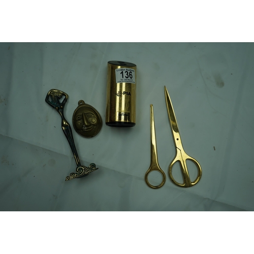 136 - Gold Plated Desk Set