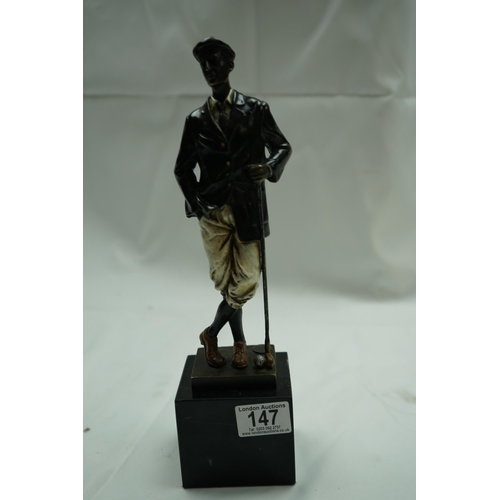 147 - 1930s Austrian Bronze of a Golfer Signed Man Greb