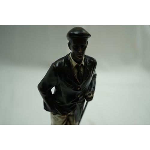 147 - 1930s Austrian Bronze of a Golfer Signed Man Greb