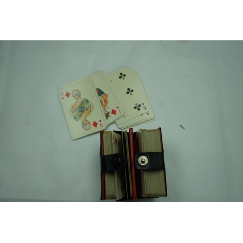 162 - 2 Sets of Miniature Vintage Playing Cards in a Leather Case