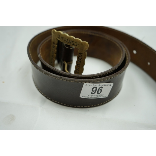 96 - The 4th Cheshire Volunteer Company Brass Belt Buckle and Leather Belt