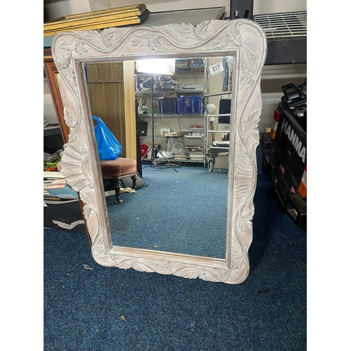 759 - A Good Quality Limed Oak Overmantle Mirror (91cm x 66cm)