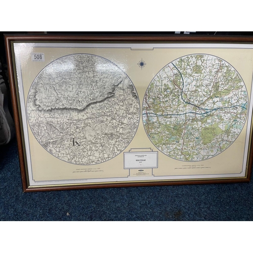 762 - Framed Ordnance Survey Map