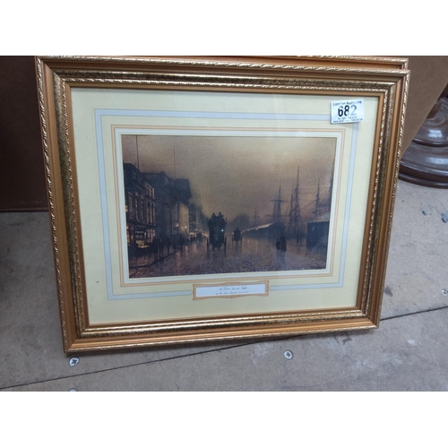 766 - 3 19th Century Lithographs in Matching Frames: Shipping in Harbour-S Colacicoo, A Busy Street-Louise... 