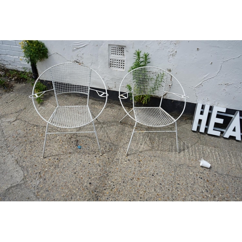 738 - Pair of Mid Century Metal Mesh Back Hoop Chairs possibly by 
Maurizio Tempestini for Salterini