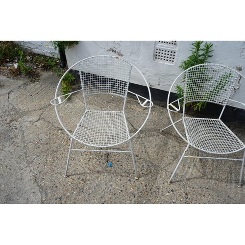 738 - Pair of Mid Century Metal Mesh Back Hoop Chairs possibly by 
Maurizio Tempestini for Salterini