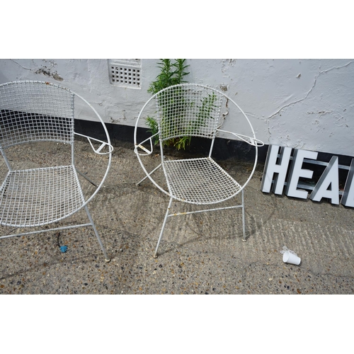 738 - Pair of Mid Century Metal Mesh Back Hoop Chairs possibly by 
Maurizio Tempestini for Salterini