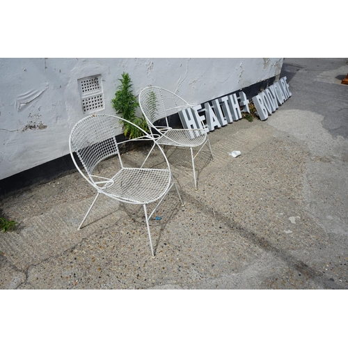 738 - Pair of Mid Century Metal Mesh Back Hoop Chairs possibly by 
Maurizio Tempestini for Salterini