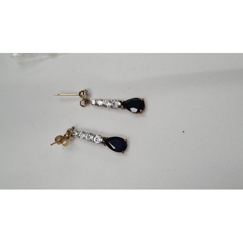 30 - Pair of Yellow & White Gold Sapphire Earrings