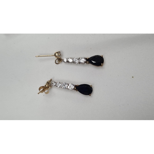 30 - Pair of Yellow & White Gold Sapphire Earrings