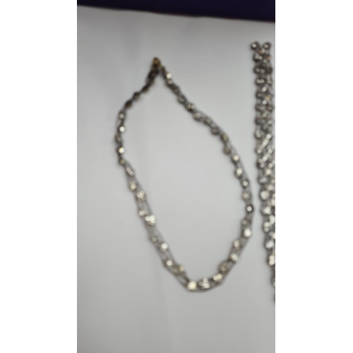 31 - Antique White Metal Choker Necklace and Bracelet