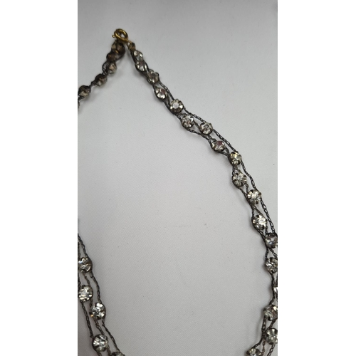 31 - Antique White Metal Choker Necklace and Bracelet