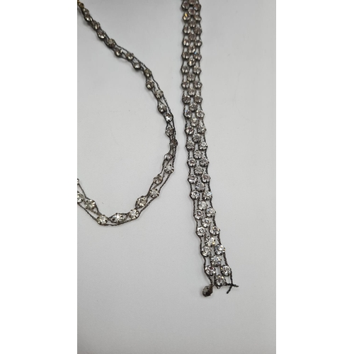 31 - Antique White Metal Choker Necklace and Bracelet