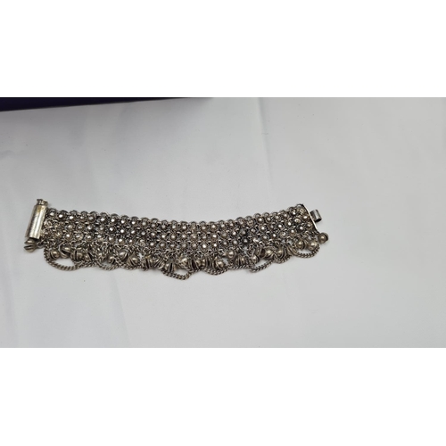 34 - Heavy White Metal Bracelet Possible Silver Content