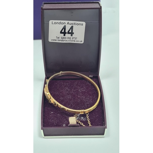 44 - Edwardian 9ct Gold Sapphire Bangle 6.1g