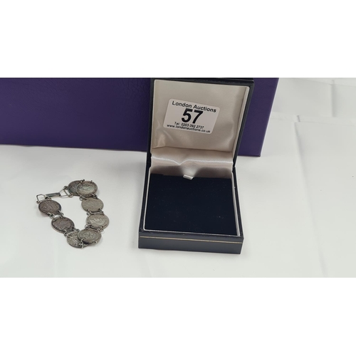 57 - Silver 3 Pence Bracelet