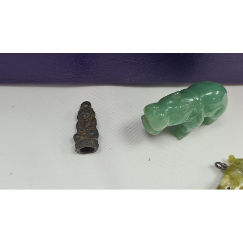 63 - Bag of Assorted Smalls incl. Jade Elephant, Buttons etc