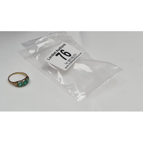 76 - Gold / Emerald Ring 2.2g Size M Tests as 14k