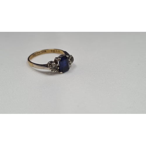 77 - 9ct Gold Diamond and Sapphire Ring 2.2g Size L