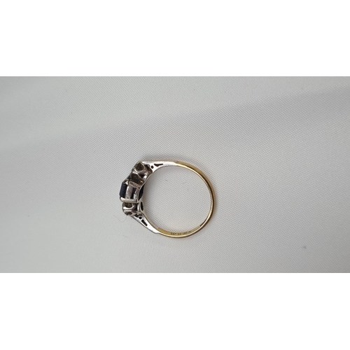 77 - 9ct Gold Diamond and Sapphire Ring 2.2g Size L