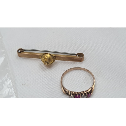 133 - 9ct Gold Ring and a 9ct Gold Brooch 2.9g