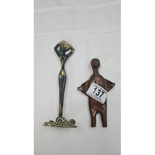 137 - Bronze Figurine & 1 Other