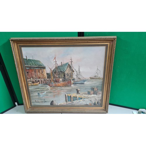 776 - Oil on Canvas-Brian Rocha-Harbor Scene