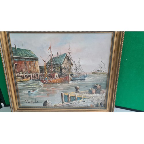 776 - Oil on Canvas-Brian Rocha-Harbor Scene