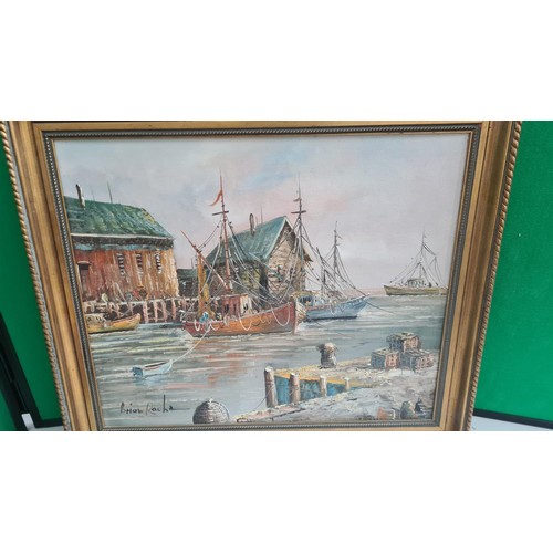 776 - Oil on Canvas-Brian Rocha-Harbor Scene