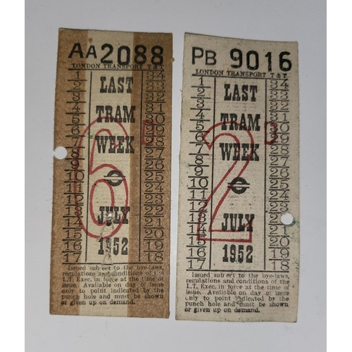 25 - A pair of 1952 London Tram tickets