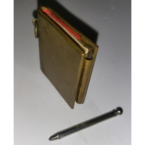 31 - Antique miniature metal notepad with pencil