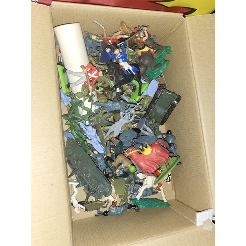 16 - A good large collection of vintage toy soldiers including Britain's plus airfix & matchbox boxes wit... 