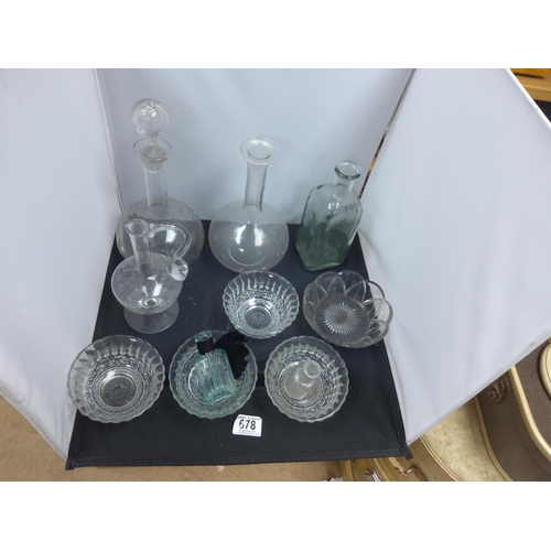 485 - Box of Assorted Glass Decanters etc