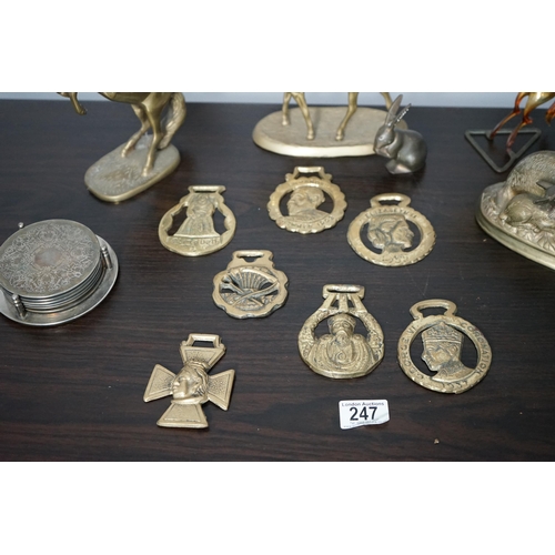 247 - Good Lot of Mostly Horse Related Brass Items incl. Figures