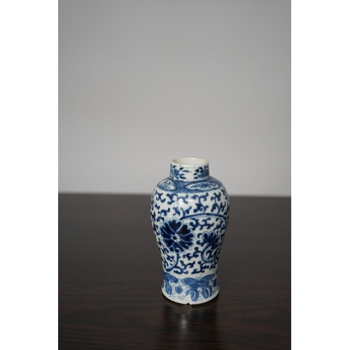 92 - 15cm Chinese Blue and White Baluster Vase with 4 Character Kangxi Mark