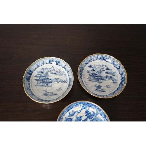 93 - Pair of Chinese Blue and White Qianlong Saucers (14cm) Plus one Other