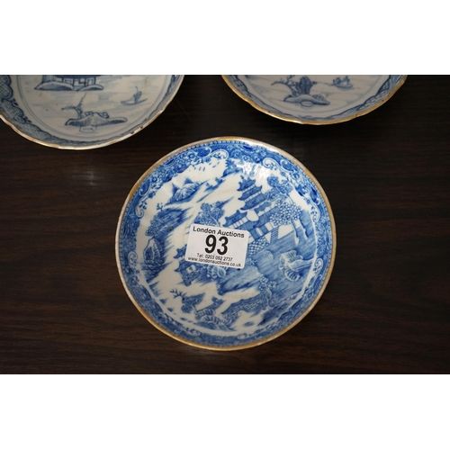 93 - Pair of Chinese Blue and White Qianlong Saucers (14cm) Plus one Other