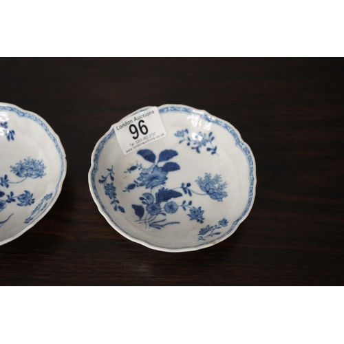 96 - Pair of Chinese Kangxi Blue & White 12cm Tea Saucers