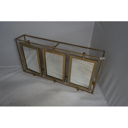 410 - Good Quality Bronzed Wall Hung Mirror 46cm Tall, 91cm Wide