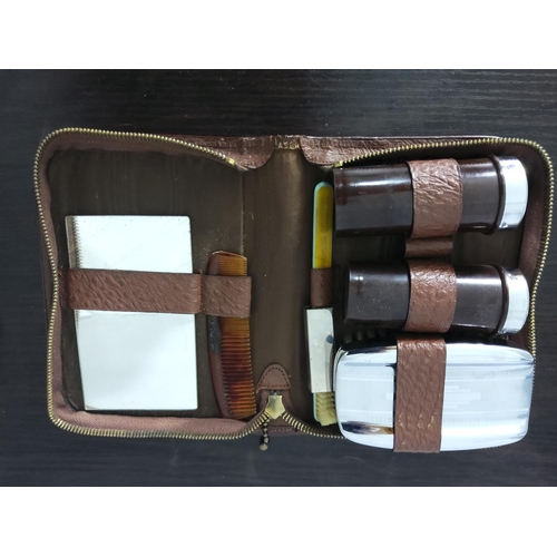 130 - Vintage Cased Gents Travel Grooming Set