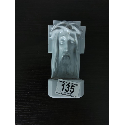 135 - Bisque Jesus Wearing the Crown of Thorns Holy Water Font