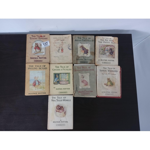 137 - Lot of Old Beatrix Potter Peter Rabbit Books incl. 1912 First Edition The Tale of Mr Tod (AF)