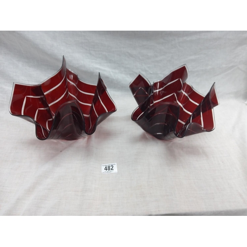 482 - Pair of Mid Century 1960s Ruby Glass Bowls