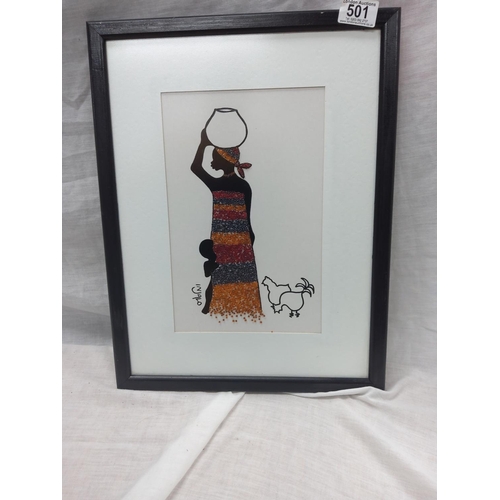 501 - Mixed Medium 3d African Art 34cm x 44cm