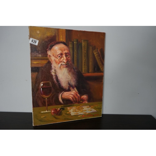 439 - 21st Century Oil on Canvas Signed-depicting a Rabbi