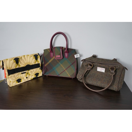 543 - 3 Good Quality Ladies Handbags incl. Harris Tweed